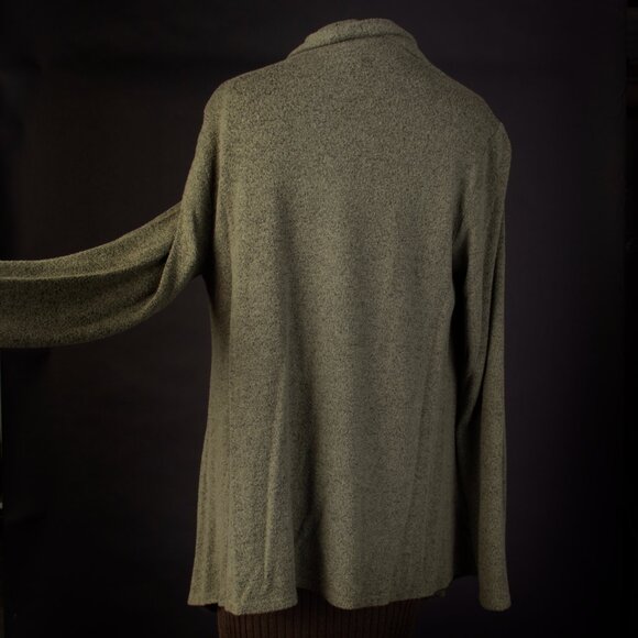 BOBEAU Long Sleeve Asymmetric Fly Away Lagenlook Poncho Green M - Picture 3 of 7